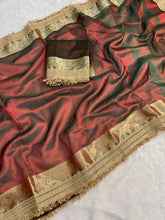 Load image into Gallery viewer, New Maroon Color Banarasi Tissue Silk Jacquard n Lace Work Fancy Designer Partywear Saree