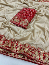 Load image into Gallery viewer, Traditional Wedding Wear Soft Chinon Silk Bandhej Print Thread Sequence Work Lace Border Fancy Designer Saree With Blouse Piece
