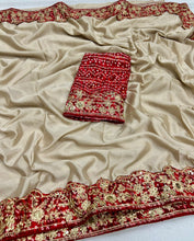 Load image into Gallery viewer, Traditional Wedding Wear Soft Chinon Silk Bandhej Print Thread Sequence Work Lace Border Fancy Designer Saree With Blouse Piece