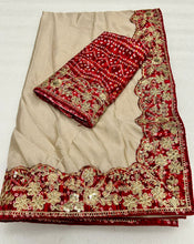 Load image into Gallery viewer, Traditional Wedding Wear Soft Chinon Silk Bandhej Print Thread Sequence Work Lace Border Fancy Designer Saree With Blouse Piece