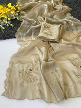 Load image into Gallery viewer, Blooming Party Wear Soft Silk Handwork Fancy Designer Saree With Blissful Blouse Piece