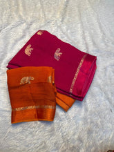 Load image into Gallery viewer, Contemporary Wedding Wear Pure Soft Viscose Silk Jacquard Design n Satin Border Fancy Designer Saree With Blouse Piece