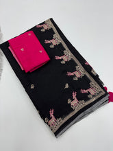 Load image into Gallery viewer, Charismatic Party Wear Chanderi Cotton Emboridery N Taseels Work Fancy Designer Saree For Women