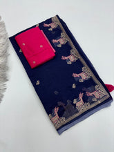 Load image into Gallery viewer, Charismatic Party Wear Chanderi Cotton Emboridery N Taseels Work Fancy Designer Saree For Women