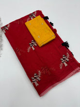 Load image into Gallery viewer, Fantabulous Party Wear Chanderi Cotton Emboridery N Taseels Work Fancy Designer Saree For Women
