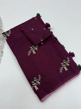 Load image into Gallery viewer, Fantabulous Party Wear Chanderi Cotton Emboridery N Taseels Work Fancy Designer Saree For Women