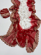 Load image into Gallery viewer, Graceaura Party Wear Viscose Georgette Jacquard Weaving n Sequence Border Work Fancy Designer Saree For Reception