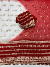 Load image into Gallery viewer, Graceaura Party Wear Viscose Georgette Jacquard Weaving n Sequence Border Work Fancy Designer Saree For Reception