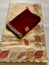 Load image into Gallery viewer, Excellent Wedding Wear Rangoli Crush Silk Sequence N Cut Work Border Designer Saree With Contrast Blouse Piece