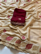 Load image into Gallery viewer, Excellent Wedding Wear Rangoli Crush Silk Sequence N Cut Work Border Designer Saree With Contrast Blouse Piece