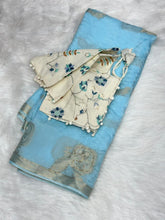 Load image into Gallery viewer, Beautiful Wedding Wear Soft Silk Jacquard Weaving Zari With Hand Work Fancy Designer Saree With Stitched Blouse