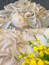 Load image into Gallery viewer, Fantabulous Party Wear Golden Colour Soft Silk Handwork Rose Butta Fancy Designer Saree For Women