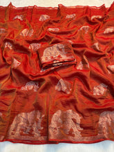 Load image into Gallery viewer, Gorgeous Party Wear Viscose Tissue Weaving Silk Zari Work Fancy Designer Saree With Blouse