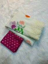 Load image into Gallery viewer, Charismatic Wedding Wear Soft Crunchy Silk Embroidery Thread Matching Work Saree With Contrast Blouse Piece