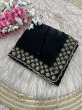 Load image into Gallery viewer, Mellifluous Party Wear Space Silk Jarkhan Heavy Diamond Work Fancy Designer Saree With Blouse