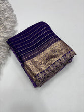 Load image into Gallery viewer, Graceful Wedding Wear Purple Pedding Color Viscose Georgette Jacquard Weaving Work Lace Border Designer Saree
