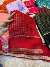 Load image into Gallery viewer, Glorious Party Wear Pure Viscose Georgette With Satin Border Small Chex Fancy Designer Saree For Women