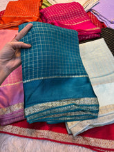 Load image into Gallery viewer, Glorious Party Wear Pure Viscose Georgette With Satin Border Small Chex Fancy Designer Saree For Women