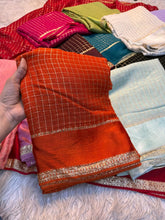 Load image into Gallery viewer, Glorious Party Wear Pure Viscose Georgette With Satin Border Small Chex Fancy Designer Saree For Women