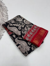 Load image into Gallery viewer, Artistic Function Wear Pure Soft Dola Silk Designer Print Mangalkari Border Fancy Saree With Elegant Blouse Piece