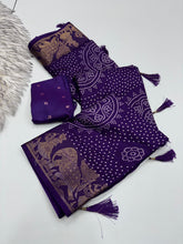 Load image into Gallery viewer, Charming Festive Wear Pure Soft Dola Crush Silk Jacquard Border Rich Pallu Fancy Designer Saree With Blouse Piece