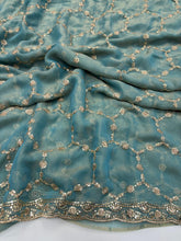 Load image into Gallery viewer, Delightful Function Wear Soft Silk Embriodery n Stunning Cut Work Fancy Saree With Adorned Blouse Piece