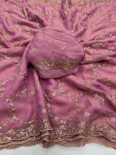 Load image into Gallery viewer, Delightful Function Wear Soft Silk Embriodery n Stunning Cut Work Fancy Saree With Adorned Blouse Piece