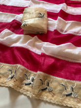 Load image into Gallery viewer, Gratifying Party Wear Crush Silk Embroidery Kalamkari Print Cut Work Border Fancy Saree For Occasion