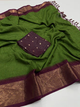 Load image into Gallery viewer, Elegant Festive Wear Pure Dola Silk Jacquard Weaving Work Fancy Designer Saree With Blouse Piece