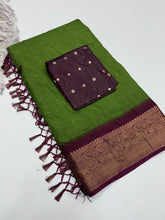 Load image into Gallery viewer, Elegant Festive Wear Pure Dola Silk Jacquard Weaving Work Fancy Designer Saree With Blouse Piece