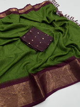 Load image into Gallery viewer, Elegant Festive Wear Pure Dola Silk Jacquard Weaving Work Fancy Designer Saree With Blouse Piece