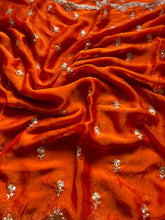 Load image into Gallery viewer, Adorable Wedding Wear Satin Silk Dual Shaded Sequence Work n Flower Butti Arco Border Desginer Saree For Ocassion