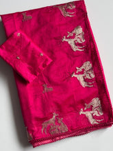 Load image into Gallery viewer, Attractive Function Wear Soft Chanderi Cotton Silk Embroidery n Tussels Work Fancy Saree With Elegnt Blouse Piece