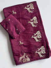 Load image into Gallery viewer, Attractive Function Wear Soft Chanderi Cotton Silk Embroidery n Tussels Work Fancy Saree With Elegnt Blouse Piece