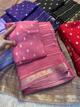 Load image into Gallery viewer, Adorable Party Wear Pure Viscose Jacquard Design n Border Fancy Designer Saree With Elegant Blouse Piece