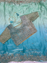 Load image into Gallery viewer, Exuberant Wedding Wear Satin Silk Heavy Embroidery n Aarco Work Fancy Designer Saree With Stitched Blouse