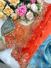 Load image into Gallery viewer, Exuberant Wedding Wear Satin Silk Heavy Embroidery n Aarco Work Fancy Designer Saree With Stitched Blouse