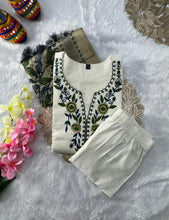Load image into Gallery viewer, Scrupulous Festive Wear White Colour Embroidery Work Designer Straight Kurta With Trouser n Dupatta Set