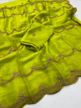 Load image into Gallery viewer, Groovy Function Wear Silk Embriodery Work Designer Saree With Elegant Blouse Piece