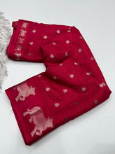 Load image into Gallery viewer, Adorable Festive Wear Pure Soft Dola Silk Jacquard Border Butti Design Fancy Saree For Women