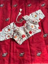 Load image into Gallery viewer, Mellifluous Function Wear Chanderi Cotton Embroidery n Tussels Work Fancy Designer Saree With Stitched Blouse