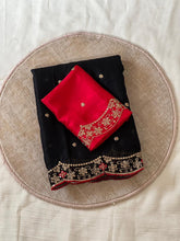 Load image into Gallery viewer, Marvellous Party Wear Rangoli Silk Embroidery Thread Work Designer Saree With Contrast Blouse Piece