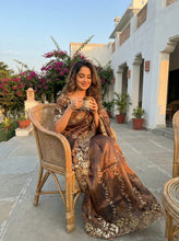 Load image into Gallery viewer, Fantabulous Party Wear Chiffon Embroidery n Cutwork Border Designer Saree For Wedding