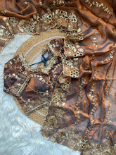 Load image into Gallery viewer, Fantabulous Party Wear Chiffon Embroidery n Cutwork Border Designer Saree For Wedding