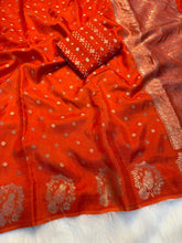 Load image into Gallery viewer, Dazzling Party Wear Pure Viscose Dola Silk Jacquard Border Fancy Designer Saree With Blouse