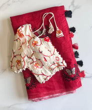 Load image into Gallery viewer, Luxuriant Party Wear Chanderi Cotton Heavy Embroidered n Tussels Work Fancy Designer Wedding Wear Saree With Stitched Blouse