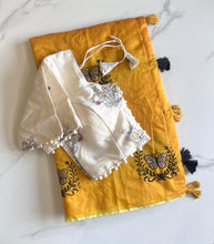 Load image into Gallery viewer, Luxuriant Party Wear Chanderi Cotton Heavy Embroidered n Tussels Work Fancy Designer Wedding Wear Saree With Stitched Blouse