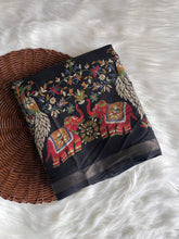 Load image into Gallery viewer, Scrupulous Party Wear Pure Soft Kashmiri Cotton Silk Designer Printed n Rich Pallu Saree With Blouse Piece