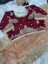 Load image into Gallery viewer, Gratifying Wedding Wear Satin Silk Heavy Embroidery n Aarco Work Fancy Designer Saree With Stitched Blouse