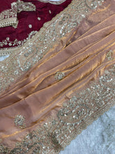 Load image into Gallery viewer, Gratifying Wedding Wear Satin Silk Heavy Embroidery n Aarco Work Fancy Designer Saree With Stitched Blouse